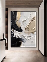 Pittura A Olio Dipinta A Mano In Bianco E Nero Con Texture 3D Pittura Astratta Grande Pittura Astratta Minimalista Arte Della Parete Pittura Con Trama Arancione Pittura Minimalista In Bianco E Nero