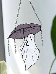 Fantasma engraçado de Halloween com decoração suspensa de guarda-chuva - fofo e assustador, perfeito para decoração de Halloween