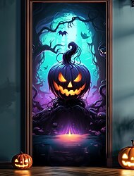 halloween dveřní dekorace halloween kryty dveří jack o lucerna dýňový hrad dveře gobelín dveřní záclona dekorace pozadí dveřní banner pro přední dveře statek dovolená party dekorace zásoby