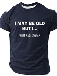 Men's Old Man Funny Slang T shirt Short Sleeve T shirt 3D Print Crew Neck Shirt Retro Vintage Casual Street Style Sports Outdoor Holiday Going out Black White Blue Spring & Summer Clothing Apparel S