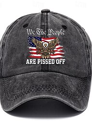 Men's Baseball Cap Sun Hat Trucker Hat Black White 100% Cotton Print Fashion Casual Street Daily American US Flag Adjustable Sunscreen Breathable
