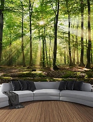 l.t.home příroda stěna gobelín umění výzdoba deka opona piknikový ubrus závěsný domácí ložnice obývací pokoj dekorace koleje les krajina slunce přes strom