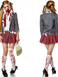 Zombie Studente Costume cosplay Completi Per adulto Per donna Costume spaventoso Feste Mascherata Halloween Carnevale Mascherata Costumi di Halloween facili