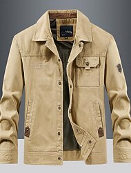 Hombre Chaqueta tipo cargo Chaqueta de transición Exterior Cortavientos Múltiples bolsillos Todas las Temporadas Plano Casual Diseño Caqui Verde Ejército Azul Oscuro Chaquetas