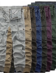 Herren Cargo-Hosen Jogginghose Hose Taktische Hose Knöpfe Mehrere Taschen Elastischer Bund Einfach tragbar Täglich Outdoor Campen und Wandern Mode Klassisch Schwarz Wein