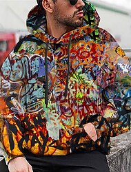 Bărbați Imprimeu Grafic graffiti Hanorac cu Glugă Hanorace Hanorca Hanorac cu Glugă Manșon Lung Hanorac cu glugă Capișon Imprimeu 3D Tipărire 3D Zilnic Sport Curcubeu Imprimeu Designer