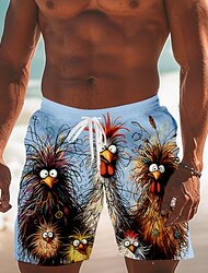 Per uomo Animali Pulcino Costume nuoto a pantaloncino Boxer da surf Pantaloncini Vita normale Di tendenza Streetwear Originale Informale Giornaliero Per eventi Tasche A cordoncino Vita elastica