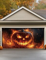 halloween oven koristeet ulkona halloween autotallin oven kansi pistoke o lyhty banneri kurpitsan luuranko ulkopuolella suuri tausta koristelu ulkona autotallin ovi kodin seinäkoristeet