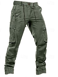 Herr Militärbyxor Långbyxor Casual byxor Snörning Elastisk midja Flera fickor Slät Komfort Mjuk Fullängd Utomhus Dagligen Helgdag Mode Streetwear Svart Grön Microelastisk