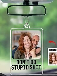 személyre szabott autós fotódísz, akril egyedi apák napi ajándék visszapillantó tükör tartozék biztonságos meghajtás szeretlek, apák anyák napja, évforduló, esküvő, esküvői ajándék