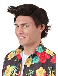 Parrucche Cosplay Marrone Ondulato Capelli Sintetici Corto Parrucche Per uomo Parrucche Per la festa