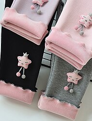 Para Meninas 3D Côr Sólida Estrelas Calças Leggings Outono Inverno Ativo Básico Algodão Infantil 4 anos + Ao ar livre Casual Diário Normal