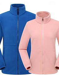 Women's Hiking Fleece Jacket Winter Outdoor Thermal Warm Fleece Lining Fleece Jackets Full Zip Climbing Camping / Hiking / Caving Traveling Light Khaki Black Yellow Pink Red