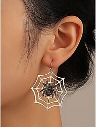 Halloween Spider, Skeleton Hand, Witch Hat, and Web Earrings Set – Festive Drop Dangle Earrings for Halloween Costumes