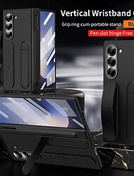 Phone Case For Samsung Galaxy Z Fold 7 Z Fold 6 Back Cover with Stand Holder with Screen Protector Full Body Protective Retro Armor PC Silicone