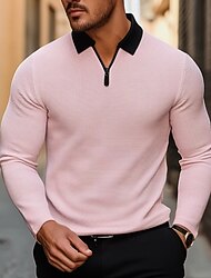 Hombre polo gofrado Camiseta de golf Exterior Casual Cremallera de un cuarto Manga Larga Moda Moderno Color sólido De Punto Primavera & Otoño Estándar Blanco Amarillo Rosa Gris Ligero polo gofrado Hombre polo gofrado Camiseta de golf Exterior Casual Cremallera de un cuarto Manga Larga Moda Moderno Color sólido De Punto Primavera & Otoño Estándar Blanco Amarillo Rosa Gris Ligero polo gofrado