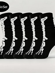 Per uomo 5 coppie Confezioni multiple Calzini Squadra di calcio Calzini casual Nero Colore Halloween Teschi Sportivo Giornaliero Da mare Di base Medio spessore Autunno inverno Di tendenza Informale