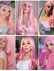 女性用コスプレウィッグ ネットキャップ 耐熱ボディウェーブ 合成ウィッグ フル密度 コスチュームウィッグ カーニバル 音楽フェスティバル 全年齢対象