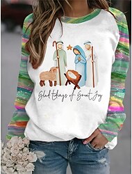 Women's Sweatshirt Polyester Graphic Christmas Print Casual Crew Neck Long Sleeve Micro-elastic Fall Winter