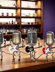 modello usb ferro battuto lampada da scrivania retrò decorazioni robot microfono per suonare la chitarra