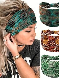 1 bucată bandă pentru cap cu imprimeu boho, cu flori de mandala de epocă, accesorii pentru păr, pentru acoperirea capului elastică absorbantă de transpirație