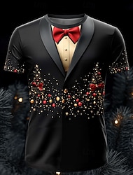 Weihnachten Herren Weihnachtskostüm 3D T-Shirts Baum Mode lustig 3D Druck T-Shirt Party Street schwarz Kurzarm Rundhals Sommer Frühling Kleidung Bekleidung S M L XL XXL XXXL