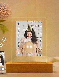 מנורת צילום מותאמת אישית תמונה אקרילית אור לילה מופעל לבן חם הוסף את התמונה שלך מתנת יום ההולדת המושלמת ליום הולדת משפחה חברים חובבי ילדים