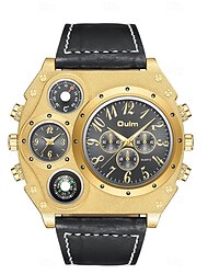 Velké ciferníky pánské hodinky luxusní značka pánské quartz hodinky velká velikost pánské dvouzónové kožené sportovní náramkové hodinky