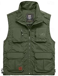Voor heren Wandelvest Wandelen fleece vest Mouwloos Vest Buiten Comfortabel Ademend Zak Nylon Zwart Leger Groen Marineblauw Jagen Vissen Klimmen