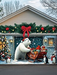 Decoraciones navideñas para puertas, cubiertas para puertas de garaje, regalos de Navidad, pancartas para exteriores, gran telón de fondo navideño para fiestas, puertas de garaje al aire libre,