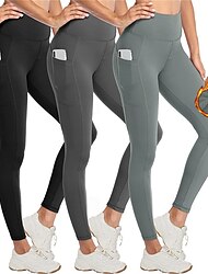 Women's Yoga Pants Yoga Leggings Fleece Lined Leggings with Phone Pocket Thermal Warm High Waist Yoga Gym Workout Pilates Tights Black Dark Navy Dark Gray Fleece Fall Winter Sports Activewear Stretchy