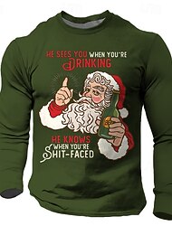 Jul Herr jultomten T-shirt Långärmad T-shirt 3D-tryck Rund hals Skjorta Dagligen Designer Festival Fest Gata Ledigt Svart Vinröd Blå Sommar Vår Höst Kläder S M L XL XXL XXXL