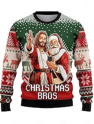 3D Print 3D Christmas Bishop Sleeve Pullover Funny Christmas Sweatshirt Santa Claus Funny for Couple's Men's Women's Adults' 3D Print  for Christmas Carnival Party Festival