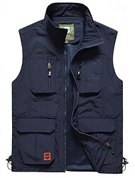 Voor heren Wandelvest Wandelen fleece vest Mouwloos Vest Buiten Ademend Comfortabel Zak Polyester Zwart Leger Groen Khaki Jagen Vissen Klimmen