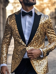 Férfi Blézer dzseki Esküvő Parti Halloween Buli Alkalmi Minden évszak Elasztán Poliészter Egyszínű Alap Egysoros egy gombos Sportkabát Ezüst Fekete Rubin Medence