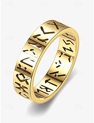 męski pierścień z runą nordycką – grawerowany stalowy pierścień z symbolem wikingów, biżuteria z mitologii nordyckiej dla mężczyzn i kobiet