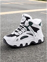 Women's Winter High-Top Sneakers with Fur Lining – Warm Outdoor Sports Shoes with Lace-Up Design and Durable Sole
