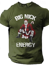 Christmas Men's Santa Claus T Shirt 100% Cotton Short Sleeve Graphic Shirt Black Red Army Green Comfortable Tee Vacation Street Fashion Designer Clothing