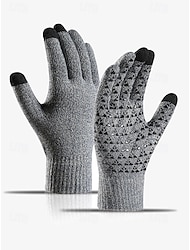 Men's Thermal Knit Winter Gloves with Anti-Slip Grip and Touchscreen Compatible - Warm Black Gloves for Cold Weather, Outdoor Activities, and Driving
