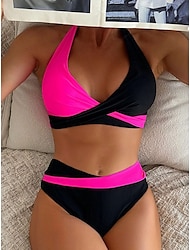 Costume de baie pentru femei Bikini 2 piese Costume de baie îndrăznețe fără spate Vacanță Îmbrăcăminte de plajă Culoare solidă decolteu halter fără mâneci