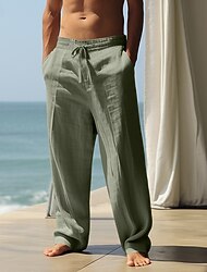Per uomo Pantaloni di Lino Pantaloni Pantaloni Estivi Pantaloni Larghi Pantaloni da Spiaggia Coulisse Elastico in vita Gamba Dritta Semplice Comodità Traspirante Lunghezza intera Casuale Quotidiano