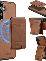 telefon Ügy Kompatibilitás Samsung Galaxy S24 Ultra S24 Plus S24 S24 FE S23 S23 Ultra S23 Plus S22 S22 Plus Ultra S21 FE Fekete tok Állvánnyal Mágneses Vezeték nélküli töltés támogatása Retro TPU PU