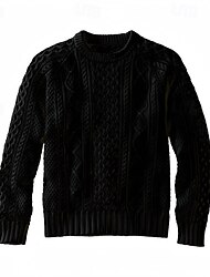 Hombre Jersey Jacquard Suéter de punto Estriado Cable Tejer Tops regulares De Punto Plano Cuello Barco Moda Básico Vacaciones Ropa Cotidiana Ropa Otoño invierno Negro Amarillo S M L