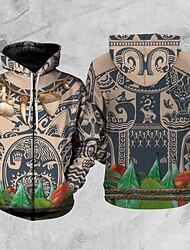Moana Maui Îmbrăcăminte Exterior Hanorac cu fermoar #D Caracter Buzunar frontal Grafică Pentru Pentru cupluri Bărbați Pentru femei Adulți Carnaval Mascaradă Imprimare 3D Petrecere Casul / Zilnic