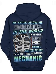 Moletom Masculino de Mecânico Old School - 'Minhas Habilidades Me Permitem Consertar Qualquer Coisa' Gráfico