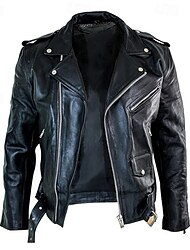 Men's Faux Leather Jacket Transition Jacket Biker Jacket Motorcycle Jacket Vacation Daily Windproof Warm Pocket Fall & Winter Plain Fashion Classic Lapel Regular Faux Leather Black Jacket