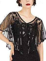 sweetv dames 1920s omslagdoeken, pailletten kralen flapper avond omslagdoeken voor dames formeel/feest/bruiloft/formeel/Harlem night