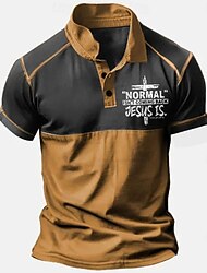 Herrars Kortärmad Kristen Tro Polo T-shirt med "NORMAL KOMMER INTE TILLBAKA JESUS KOMMER." Uppenbarelseboken 1:7 Grafisk