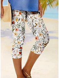 Legginsy damskie kapri o wysokiej elastyczności modowe streetwear pełna długość średni stan kwiatowy nadruk termalne ciepłe oddychające miękkie na zewnątrz codzienne plażowe buff czarny niebieski