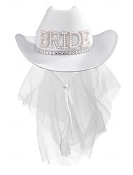 ΜΕΛΛΟΥΣΑ ΝΥΦΗ Αξεσουάρ Hen Do Party Πέπλο Καπέλο καουμπόι Ενηλίκων Ανδρικά Γυναικεία Γάμου Πάρτι πριν το Γάμο Bachelorette Πάρτι Απόκριες Εύκολη αποκριάτικη στολή